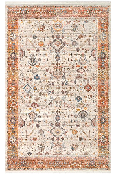 Eko Halı Eko Halı Pietra Pta01 Cream Terra Sıcak Renk Geçişli Etnik Desenli Y...