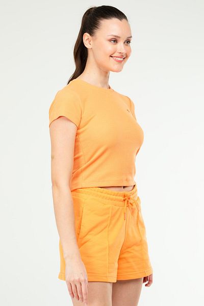 speedlife Body crop pentru femei Orange Slim Fit - Gât turnu, mânecă scurtă SF0757