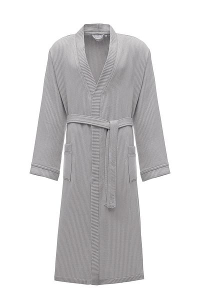 Ecocotton Ανδρικό μπουρνούζι Alessa Pique 100% οργανικό βαμβάκι Jacquard Grey