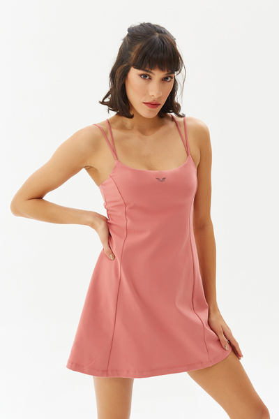 bilcee Kadın Kiremit Ip Askılı Pamuklu Toparlayıcı Taytlı Korse Tulumlu Mini Spor Ve Tenis Elbise Etek 011