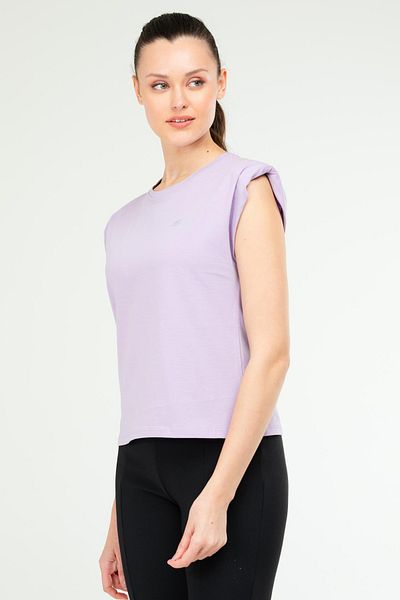 speedlife Tricou supradimensionat căptușit fără mâneci cu gât crew liliac pentru femei - 100% bumbac SF0758