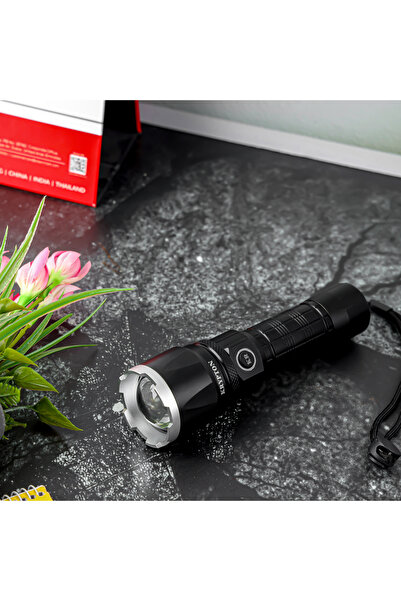 KRYPTON Rechargeable LED Flashlight - 10H Runtime, Aluminum Housing, Lithium Battery, 1000m Range