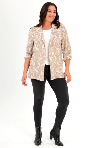 Metpoint Trend42Plus Plus Size Patterned Double Breasted Brown Jacket