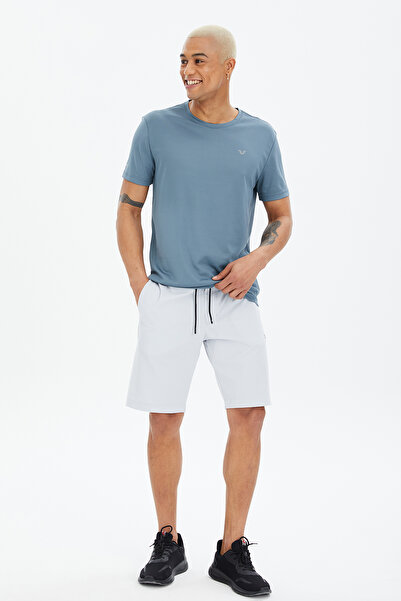 bilcee Tricou pentru bărbați, albastru, cu gâtul rotund, cu mânecă scurtă, pentru antrenament, fitness, sport, 1332