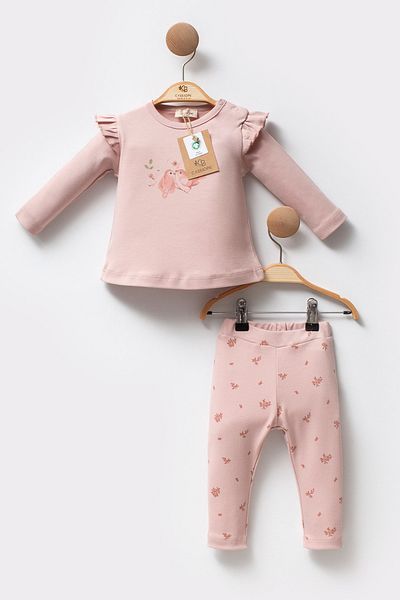Cassiope Organic Cotton Frilly Patterned Long Sleeve Soft Touch Baby Girl Set