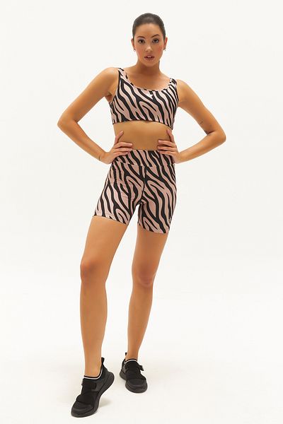 bilcee Γυναικείο μπεζ Zebra Supported Sports Crop Top Gatherer Bra Sports Bra Bustier 0829