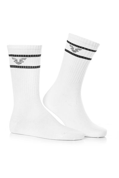 bilcee Unisex βαμβακερές μακριές λευκές κάλτσες τένις 0315