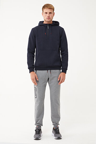 bilcee Erkek Koyu Gri Melanj Cepli Örme Lastik Paça Fermuar Cepli Günlük & Spor Eşofman Altı Pantolon 1585