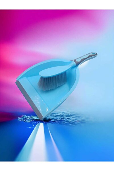 Generic Plastic Cleaning Scoop with Brush, 2 Pieces - Sky Blue