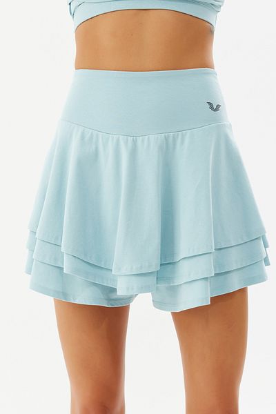 bilcee Fusta de tenis, albastră, dreaptă, pentru sport și uz zilnic, cu pantaloni scurți din bumbac 0110