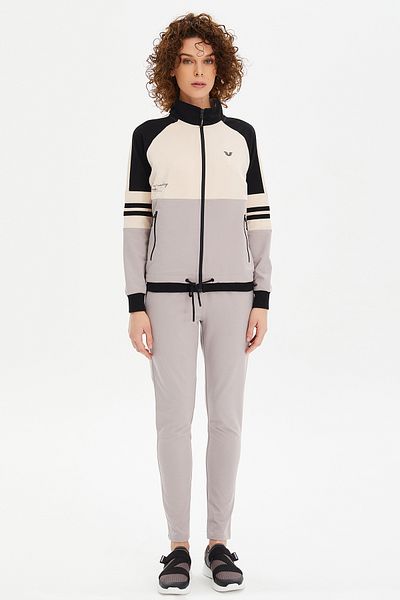 bilcee Women's Lilac Stand Collar Printed Tracksuit Set 0474