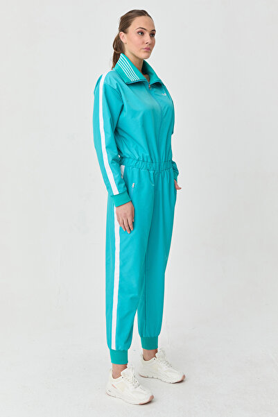 bilcee Синій парашутний матеріал - жіночий комбінезон з принтом на спині 1531