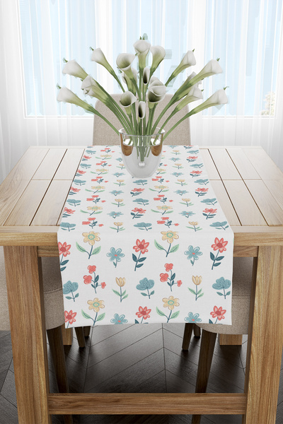 EsnafAli Runner cu Motiv Floral Albastru Verde 40x220cm