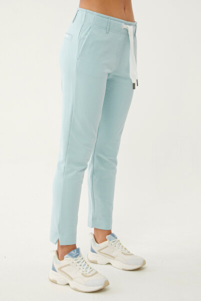 bilcee Kadın Nil Yeşili Dar Paça Organik Pamuklu Spor Eşofman Altı 0667