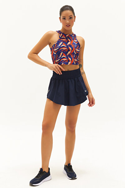 bilcee Kadın Lacivert İnce Dokuma Kumaş Spor ve Günlük Kullanım Mini Şortlu Tenis Etek 0754