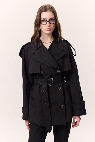 Manuka KURZER TRENCHCOAT MIT ZWEI BRASTEN SCHNITT SCHWARZ