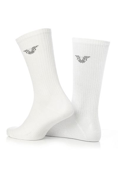 bilcee Unisex βαμβακερές μακριές λευκές κάλτσες τένις 4903