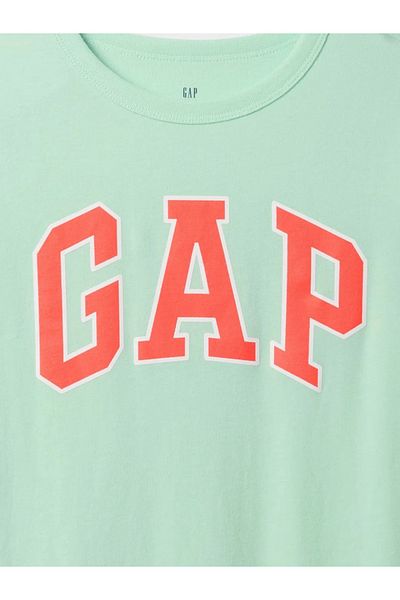 GAP تي شيرت Grflakeli باللون الأخضر المائي للرجال والأطفال