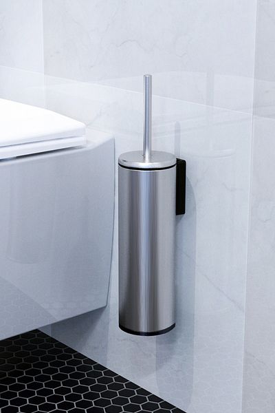 Prima Nova Black Cigo Wall Mounted Toilet Brush - Matte Interior