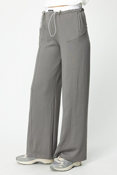 ON TRİKO Beli Lastik Detaylı Pantolon - GRİ