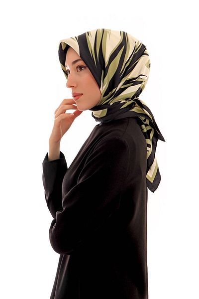 Bursa İpek Μεταξωτό μαντήλι Khaki Nilsu Pattern Twill