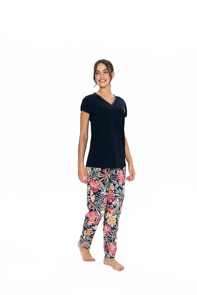U.S. Polo Assn. U.S. Polo Assn. Women's Navy Blue Colored V-Neck Pajama Set - Batdn20N02S6X