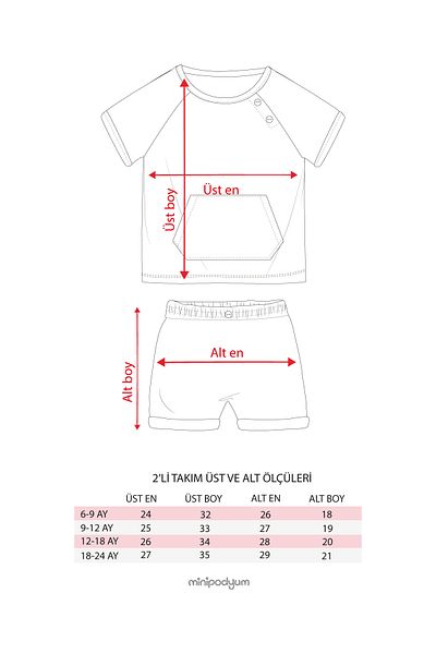 Minipodyum Baby Boy T-Shirt Shorts Striped Summer Double Set