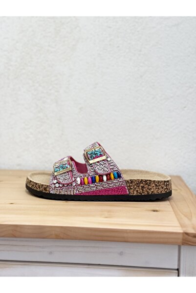 Guja 25Y102-2 ÇİFT TOKALI TAŞLI MANTAR TABAN TERLİK KADIN