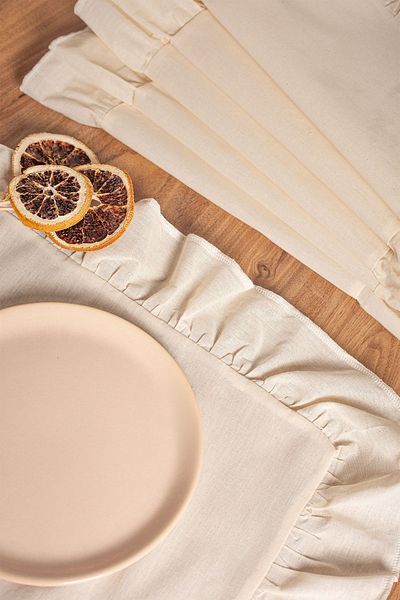 Elvya 2-Piece Ruffled Rectangular Placemat 35X40 cm - Ztasd2
