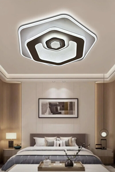 RSCOLLECTIONS Silvano Akıllı Kumandalı Altıgen Modern Plafonyer Pleksi Yüksek...