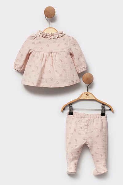 Cassiope Frilly Patterned Organic Cotton Comfortable and Stylish Daily and Special Daily Eid Baby Girl Suit
