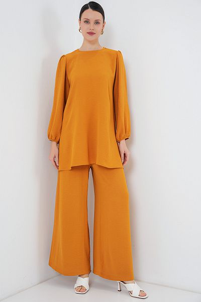 Bigdart Damen Tunika Hose Unterteil Oberteil Set 6712 - Senf