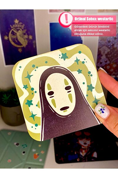 westartic Ghibli No Face Anime Desenli Yeşil Bardak Altlığı