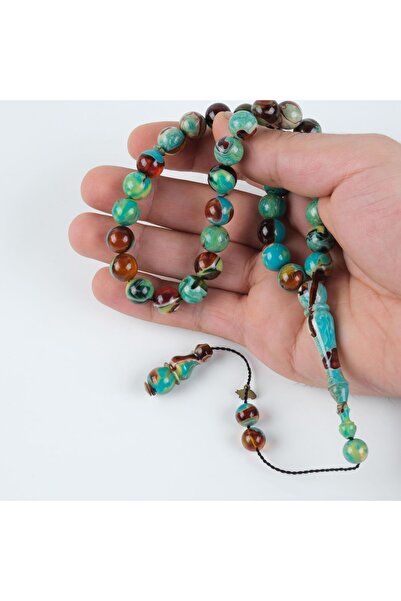 LapisDo Squeeze Amber Special Casting Vip Sphere Cut 11mm Rosary -Turquoise