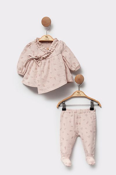 Cassiope Frilly Patterned Organic Cotton Comfortable and Stylish Daily and Special Daily Eid Baby Girl Suit