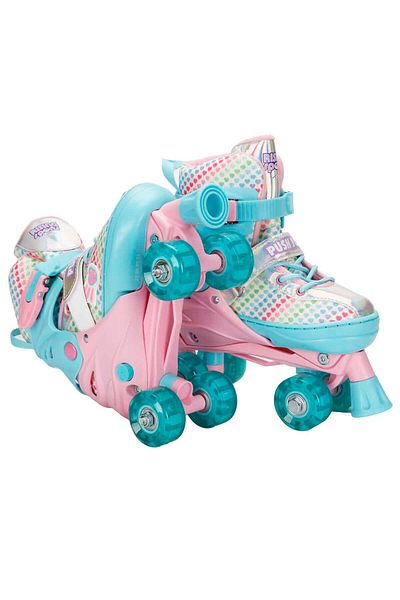Feyza Oyuncak Lighted Double Row 4-Wheel Girls' Quad Practice Skates (Size 34-37)