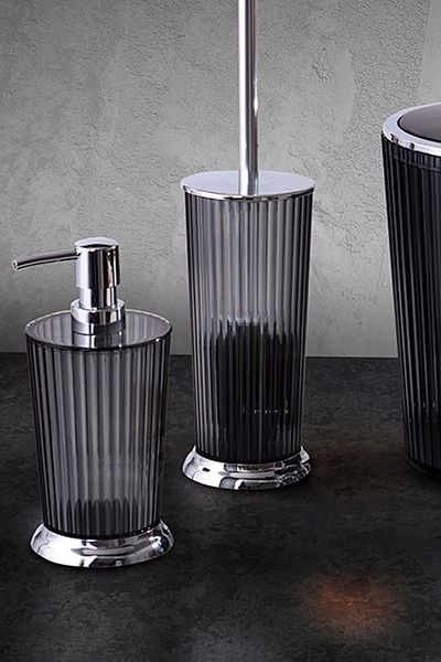 Prima Nova Nely 4-Piece Bathroom Set / Transparent Black-matte Silver Coating