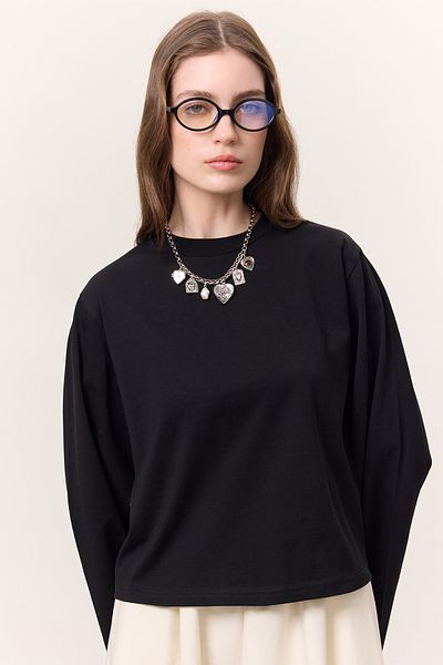 Manuka LANGARM-KURZT-Shirt SCHWARZ