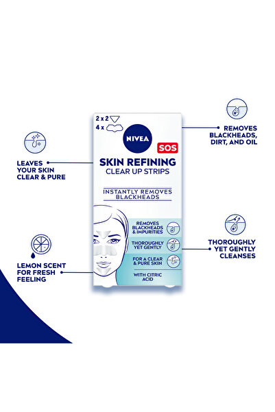 NIVEA Face Skin Refining Clear-Up Strips, Citric Acid, 6 Strips