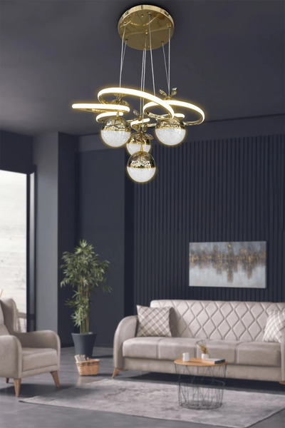 RSCOLLECTIONS Modern Sarkıt Florya 4 Toplu Led Avize - Salon & Oturma Odası A...