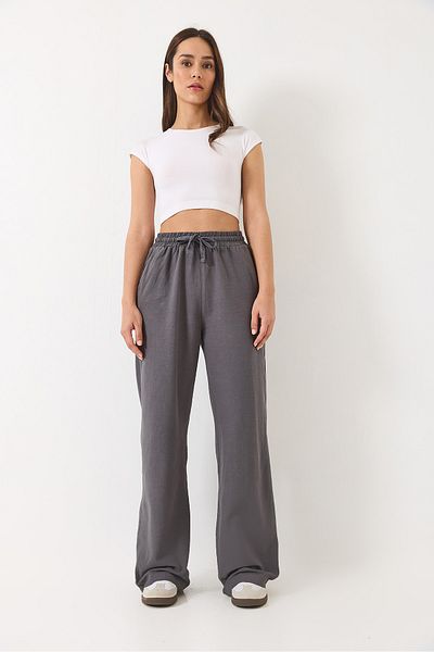 Bianco Lucci Damen Palazzo-Hose aus Leinen mit elastischem Bund und Taschendetail R-6711 60283038