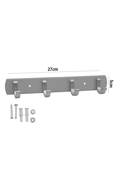 Generic Aluminum wall clothes hanger with screws for hanging 4 hooks