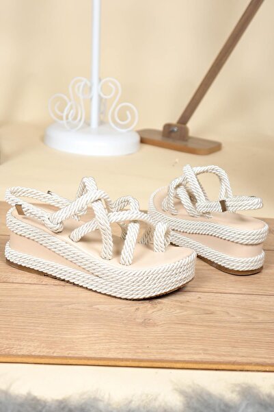 Birikon Sandale cu șnur Flip Flop Rope CREAM