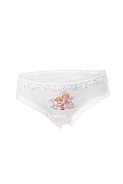 ERDEM İÇ GİYİM White Erdem Underwear Ribana Printed Girl's Panties (4302)