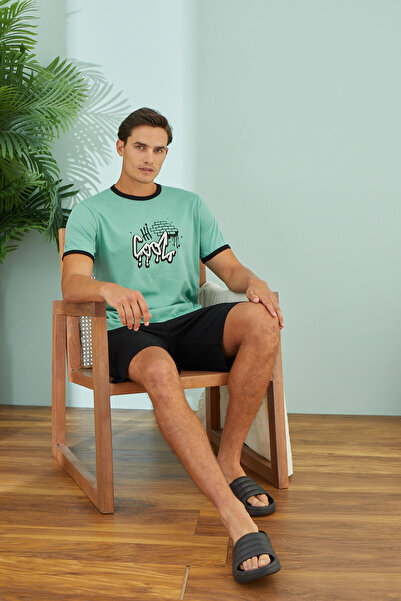 Sevim Ανδρικό, Πράσινο, 100% Βαμβάκι, Σετ Σορτς T-shirt