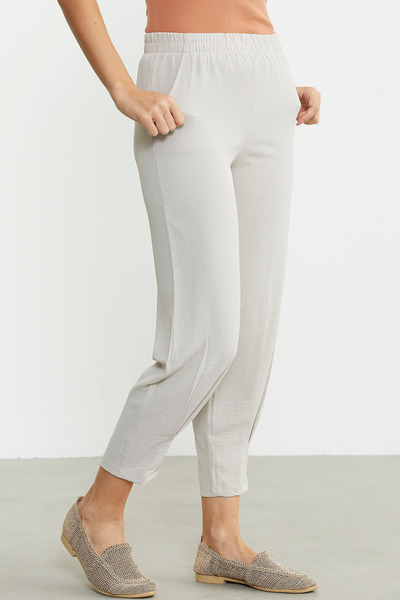 Sementa Paça Büzgü Detaylı Krep Pantolon - Taş