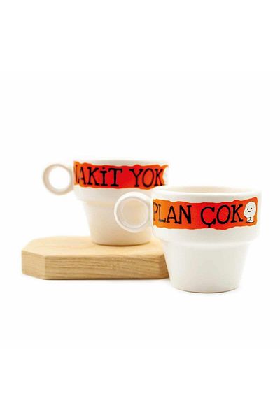 PALTO TASARIM Set of 2 Cash Espresso Cups - Gift Ceramic Cup