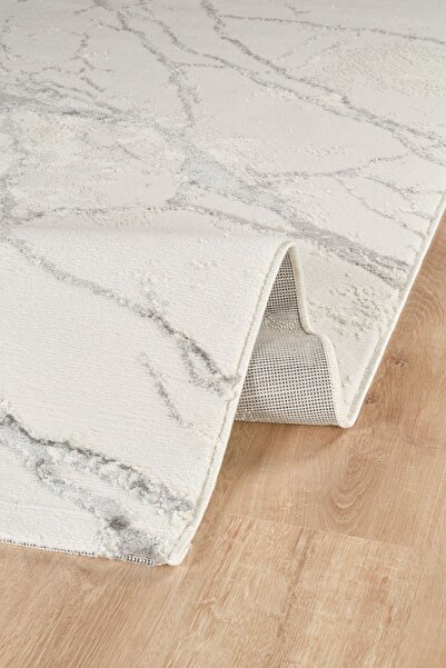 Kaşmir Halı 7/24 Sahara Blanca Gri Salon Mutfak Halısı Yolluk