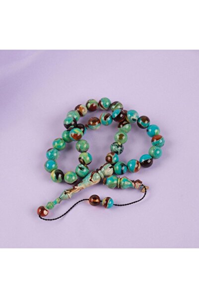 LapisDo Squeeze Amber Special Casting Vip Sphere Cut 11mm Rosary -Turquoise