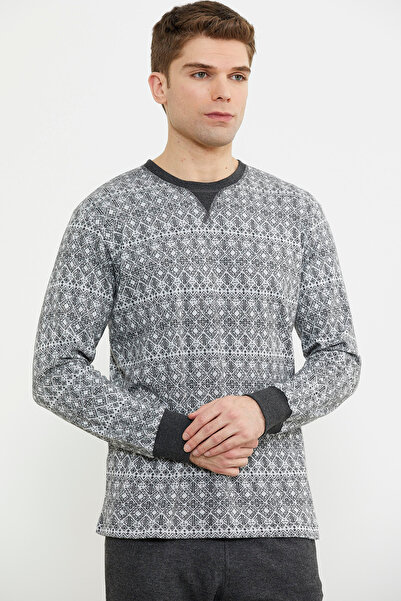 Sementa Піжама з комфортним кроєм та візерунком «нульовий комір» - антрацит